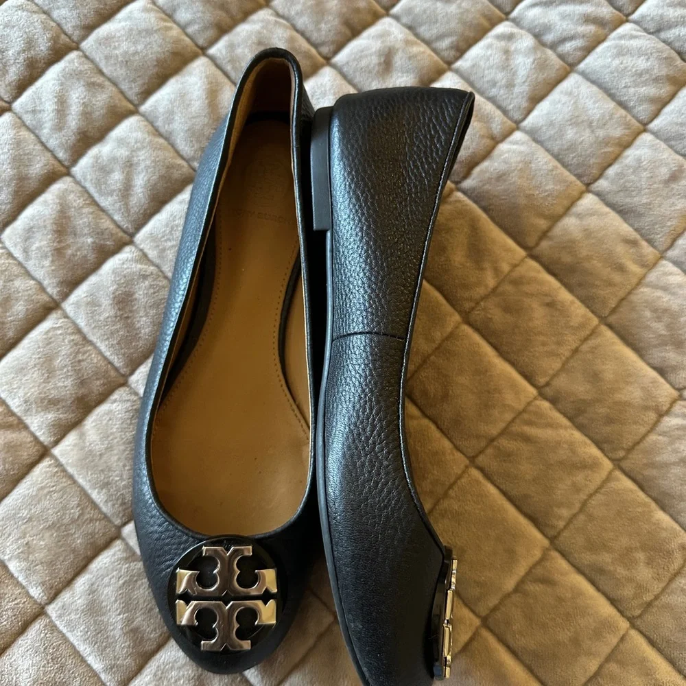 Tory Burch Black Leather Ballet Flats - Picture 3 of 5